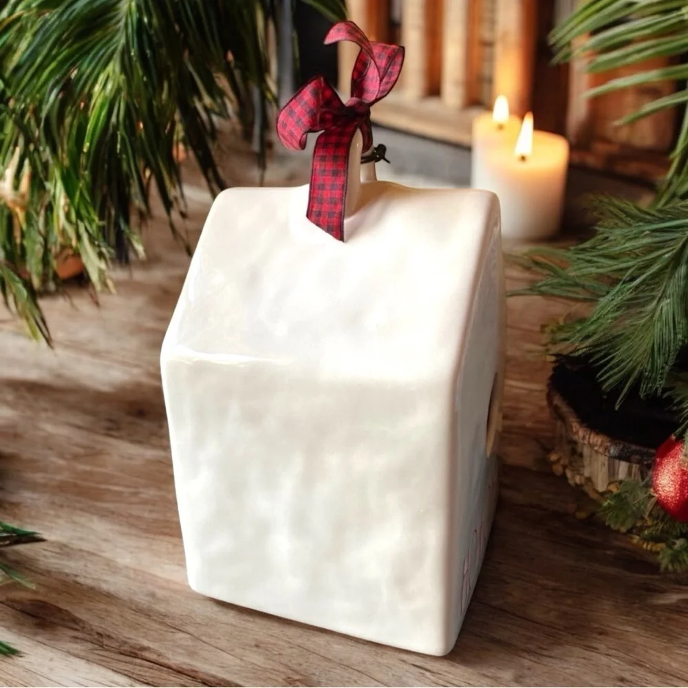 NWT RAE DUNN Christmas Holiday HO HO HO White Bird Feeder House